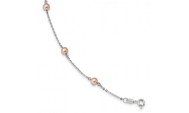 Quality Gold Sterling Silver RH-plated Pink Freshwater Cultured Pearl Bracelet - QH5029-7
