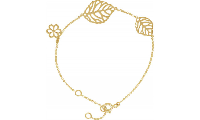 14K Yellow Leaf & Floral-Inspired Bracelet - 650116101P