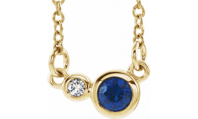 14K Yellow Blue Sapphire & .02 CTW Diamond 18 Necklace - 86793729P