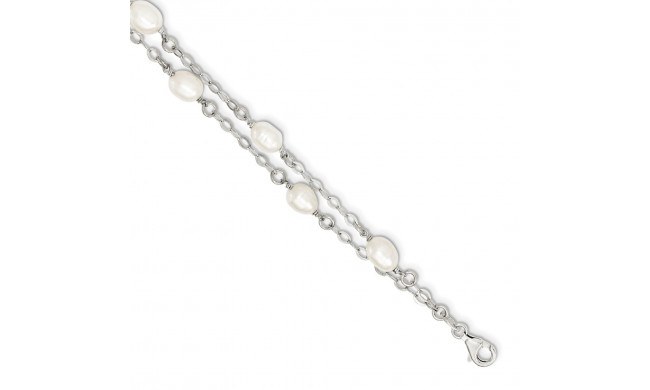 Quality Gold Sterling Silver 7.5in. FW Cultured Pearl Bracelet - QH5049-7.5