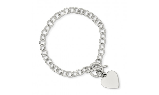 Quality Gold Sterling Silver Polished Heart Charm Bracelet - QG3283-7.5
