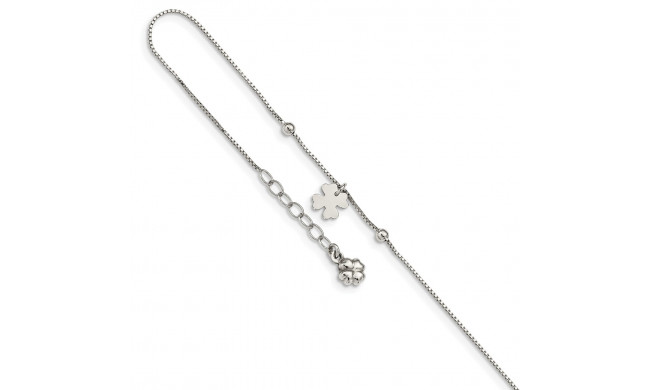 Quality Gold Sterling Silver Clover Dangle with 1in ext Anklet - QG4792-9