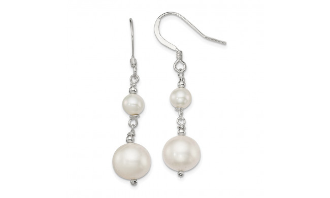 Quality Gold Sterling Silver Polished Freshwater Cultured Pearl Dangle Earrings - QE9364