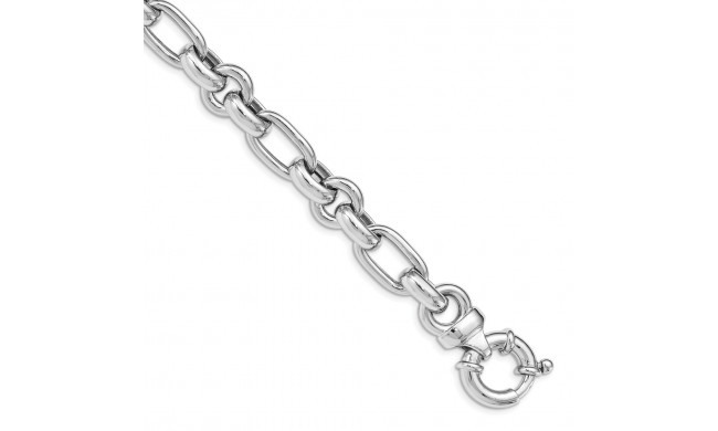 Quality Gold Sterling Silver Rhodium Plated Polished Link Bracelet - QG4816-7.75