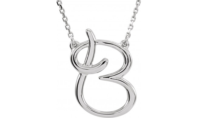 14K White Script Initial B 16 Necklace - 84635114P