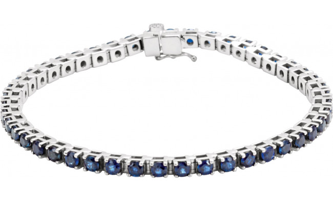 14K White Blue Sapphire Line 7 Bracelet - 65174260003P