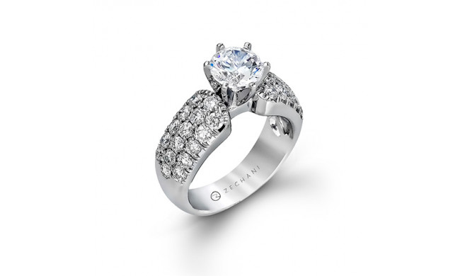 Zeghani 14k White Gold Diamond Engagement Ring