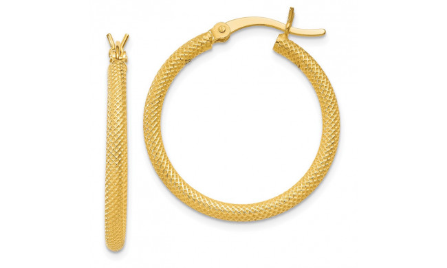 Quality Gold Sterling Silver Gold-flashed Patterned 25mm Hoop Earrings - QE6694
