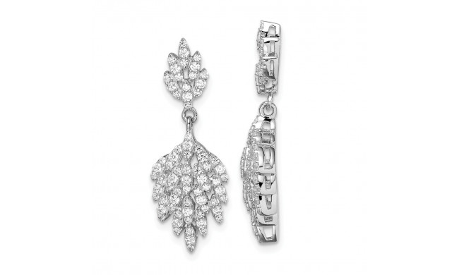 Quality Gold Sterling Silver Rhodium-plated CZ Leaf Dangle Post Earrings - QE14227