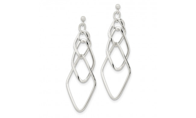 Quality Gold Sterling Silver Polished Geometric Post Dangle Earrings - QE8897