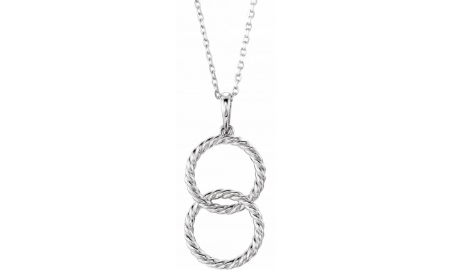 14K White Interlocking Circle 16-18 Necklace - 86610600P