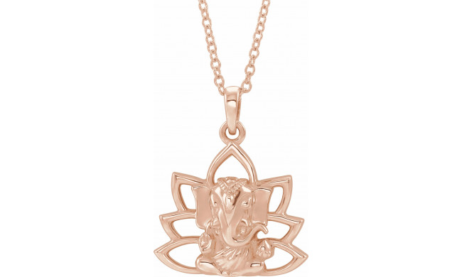 14K Rose Ganesha 16-18 Necklace - 86942108P