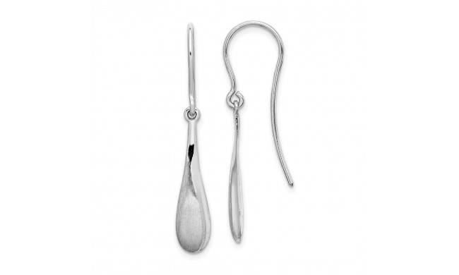 Quality Gold Sterling Silver Rhodium-plated Brushed Teardrop Dangle Earrings - QE15156