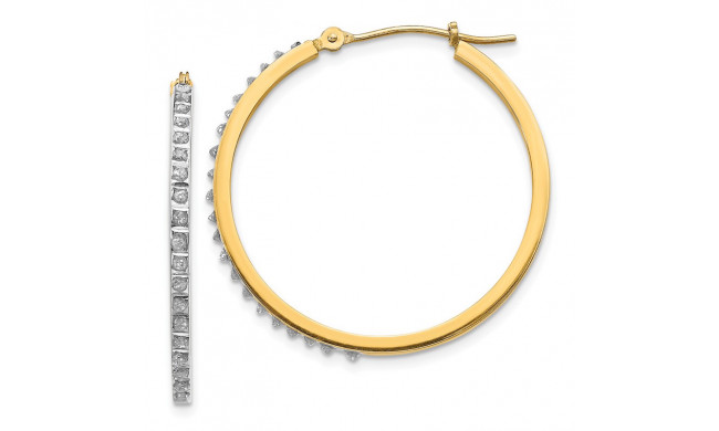 Quality Gold 14k Diamond Fascination Round Hinged Hoop Earrings - DF125