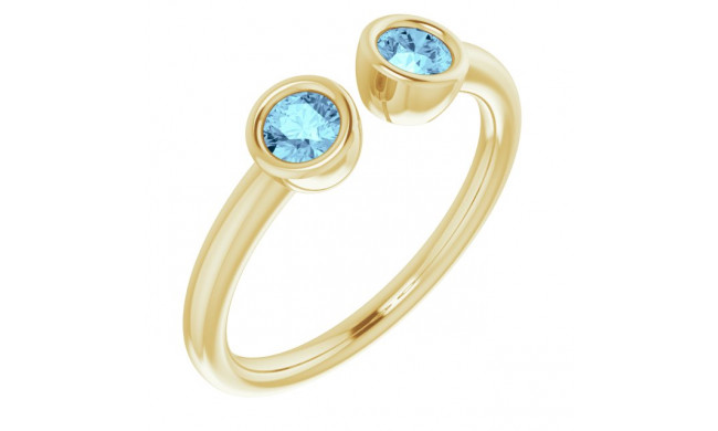 14K Yellow Aquamarine Two-Stone Ring - 7189360001P