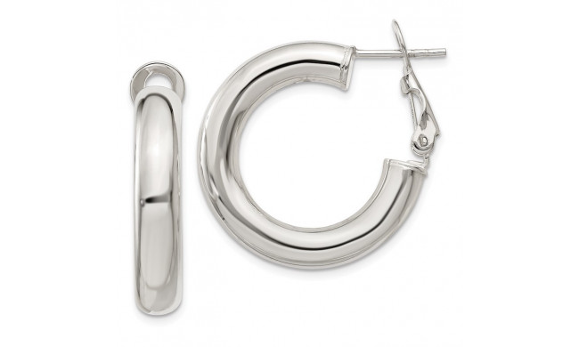 Quality Gold Sterling Silver Omega Back Hoop Earrings - QE6636