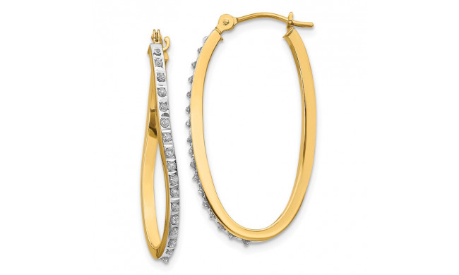 Quality Gold 14k Diamond Fascination Twist Hinged Hoop Earrings - DF225