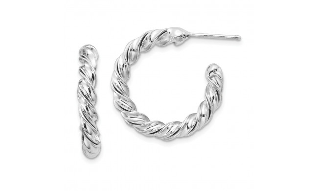 Quality Gold Sterling Silver Rhodium-plated Polished Twisted Post Hoop Earrings - QE13188