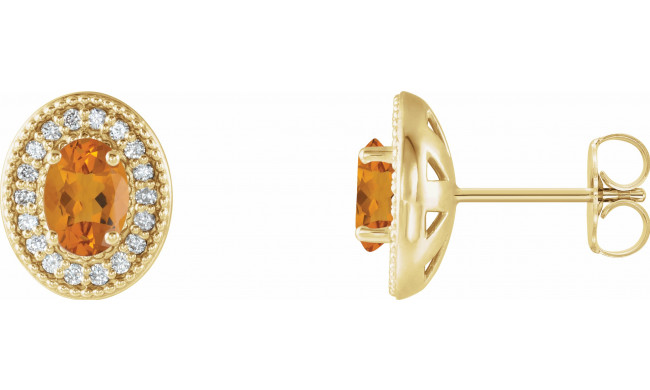 14K Yellow Citrine & 1/5 CTW Diamond Halo-Style Earrings - 86630687P