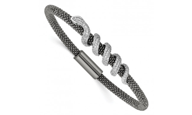 Quality Gold Sterling Silver Ruthenium-plated   CZ Snake Mesh Bracelet - QB963