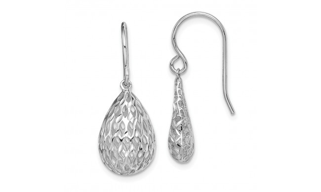 Quality Gold Sterling Silver Rhodium-plated  Hollow Tear Drop Dangle Earrings - QE15283