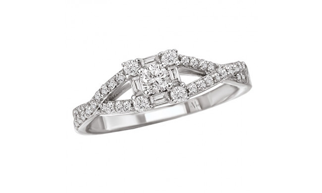 14k White Gold Halo Complete Diamond Engagement Ring