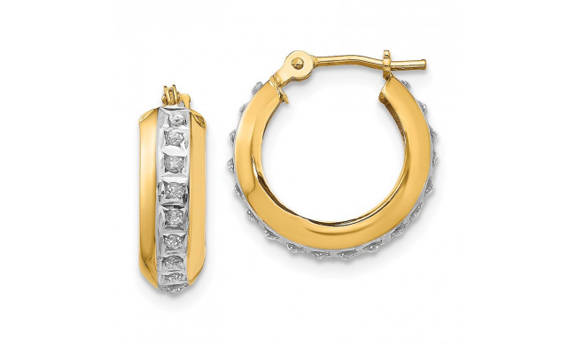 Quality Gold 14kDiamond Fascination Round Huggy Hinged Hoop Earrings - DF133