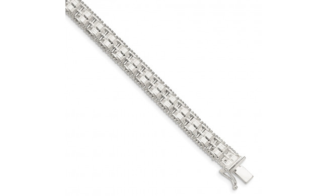 Quality Gold Sterling Silver 7.5mm Diamond-cut Woven 7.5in Bracelet - QG4857-7.5