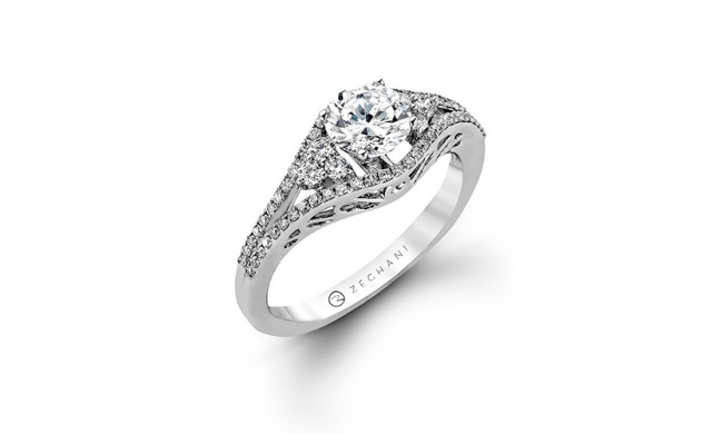 Zeghani 14k White Gold Diamond Engagement Ring