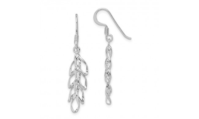 Quality Gold Sterling Silver Rhodium-plated Leaves Dangle Earrings - QE14914