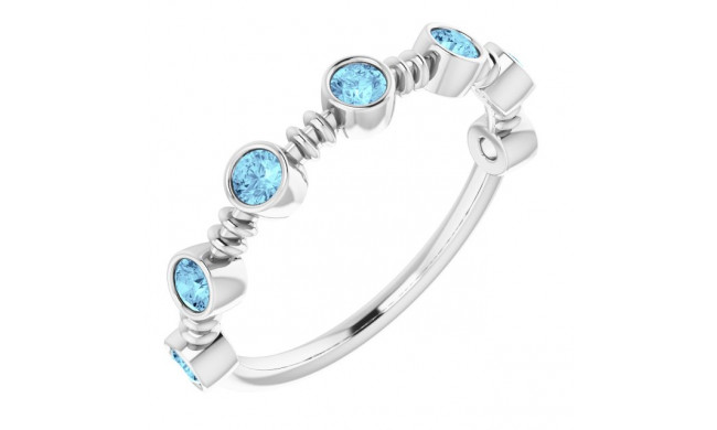 14K White Aquamarine Bezel-Set Ring - 71895615P