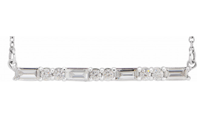 14K White 1/2 CTW Diamond Bar 16-18 Necklace - 86790625P