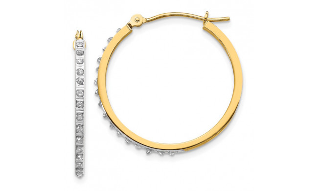 Quality Gold 14k Diamond Fascination Round Hinged Hoop Earrings - DF149