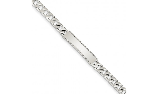 Quality Gold Sterling Silver Diamond-cut Engraveable Curb Link ID Bracelet - QID104-7