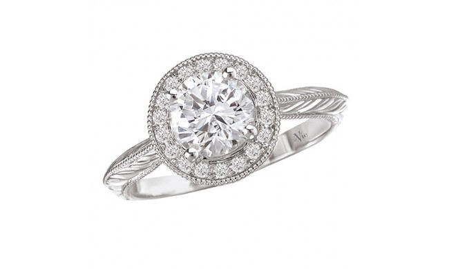 La Vie 14k White Gold Halo Semi-Mount Engagement Ring