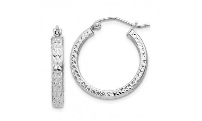 Quality Gold Sterling Silver Rhodium Plated Diamond Cut 3x20mm Hoop Earrings - QE8123