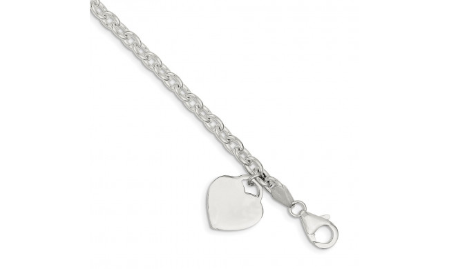 Quality Gold Sterling Silver 1.5mm Heart Charm Bracelet - QG1456-8.5