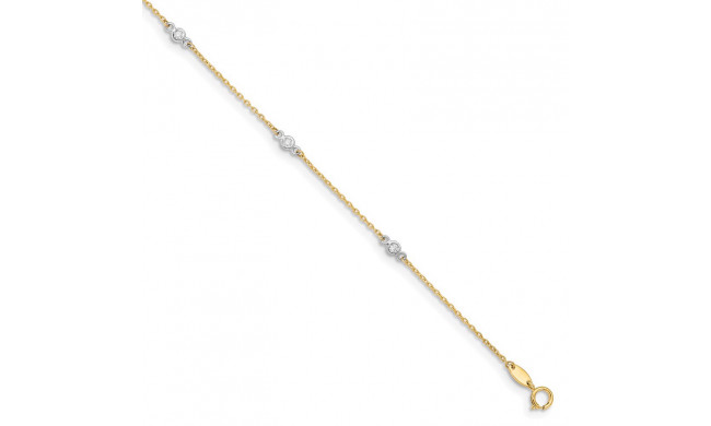Quality Gold 14k Two Tone CZ Anklet - ANK240-9