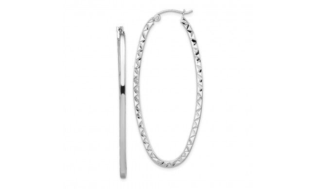 Quality Gold Sterling Silver Rhodium Plated Polished &  Oval Hoop Earrings - QE8267