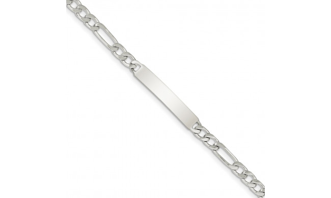 Quality Gold Sterling Silver Polished Engraveable Figaro Link ID Bracelet - QID90-7.5