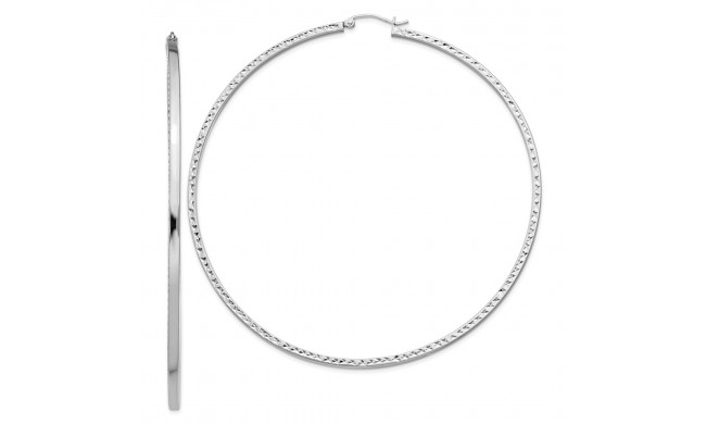 Quality Gold Sterling Silver Rhodium-plated  2x80mm Square Tube Hoop Earrings - QE8122