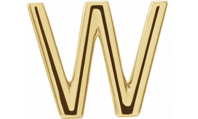 14K Yellow Single Initial W Earring - 86800234P