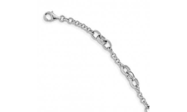 Quality Gold Sterling Silver Rhodium-plated Fancy Link Bracelet - QG5112-7.5