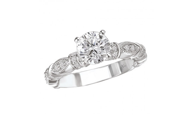 La Vie 14k White Gold Peg Head Semi-Mount Engagement Ring