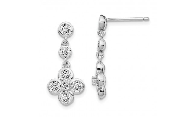 Quality Gold Sterling Silver Rhod-plated Polished CZ Post Dangle Earrings - QE14402