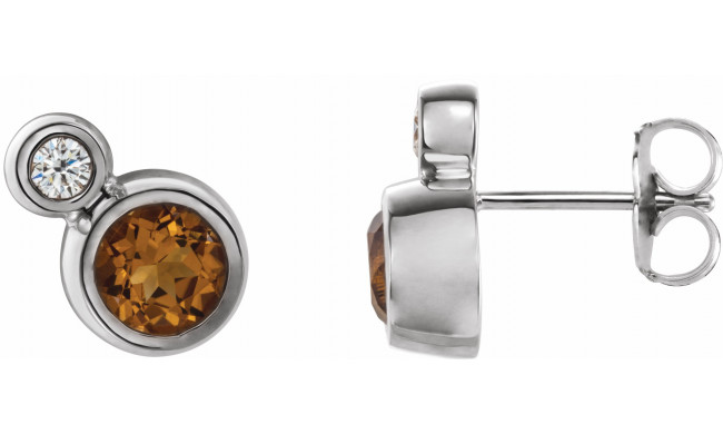 14K White Citrine & .03 CTW Diamond Earrings - 868886014P