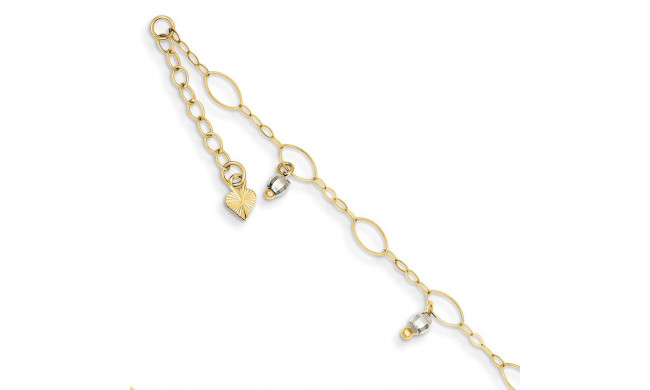 Quality Gold 14k Two Tone Mirror Beaded Anklet - ANK187-9