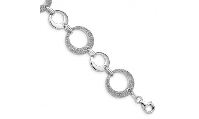 Quality Gold Sterling Silver Rhodium-plated CZ Circle Bracelet - QG4878-8