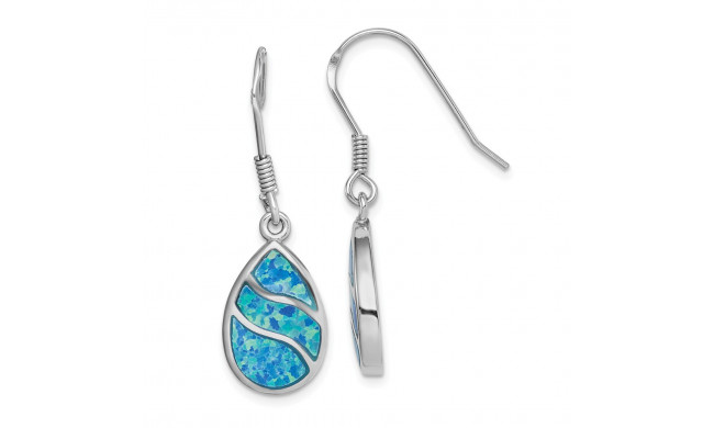 Quality Gold Sterling Silver Rhodium-plated  Opal Inlay Teardrop Dangle Earrings - QE14294