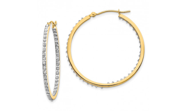 Quality Gold 14k Diamond Fascination Round Hinged Hoop Earrings - DF256